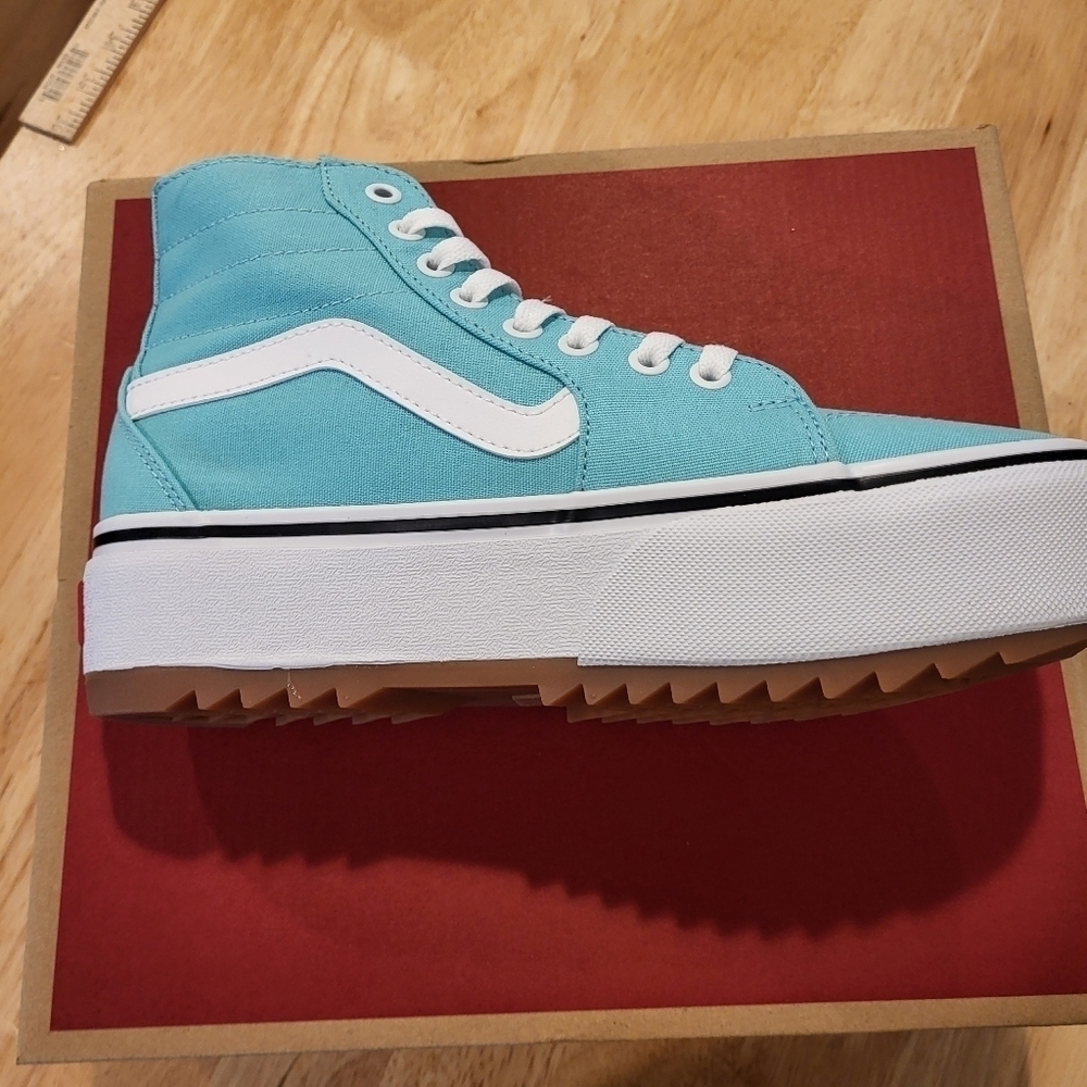 New In Box! Turquoise Vans Filmore Hi Tapered Platform ST high-top shoes - Picture 7 of 8